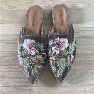 Jeffery Campbell velvet floral mules